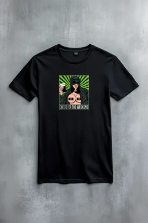 The Weekend тениска Cheers for the weekend в черно