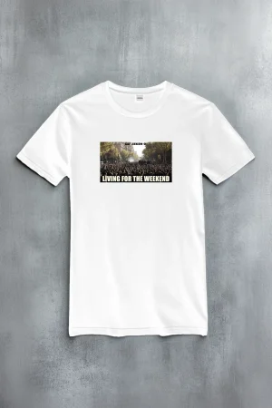 The Weekend тениска Living for the weekend в бяло