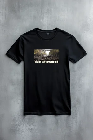 The Weekend тениска Living for the weekend в черно